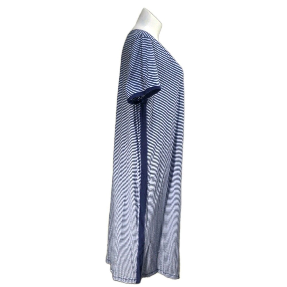 Anthony Richards VTG Knit Maxi Beach Lounge Dress Vneck Navy Stripe Size 2X - Picture 6 of 11